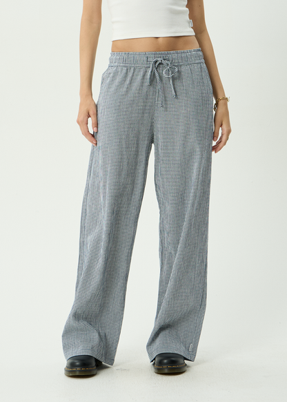 AFENDS Womens Harriet - Wide Leg Pant - Indy Navy Check