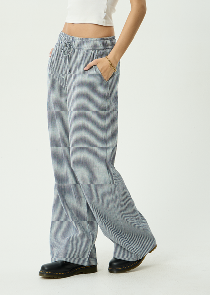 AFENDS Womens Harriet - Wide Leg Pant - Indy Navy Check