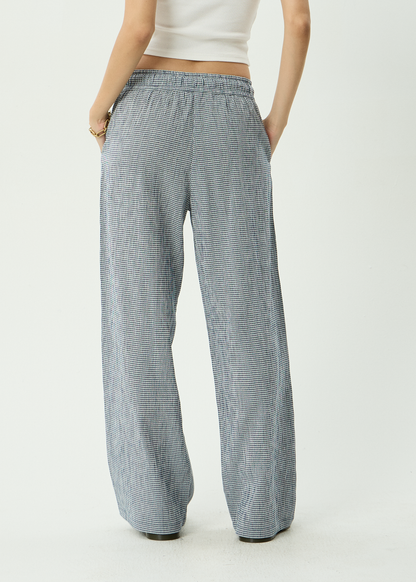 AFENDS Womens Harriet - Wide Leg Pant - Indy Navy Check