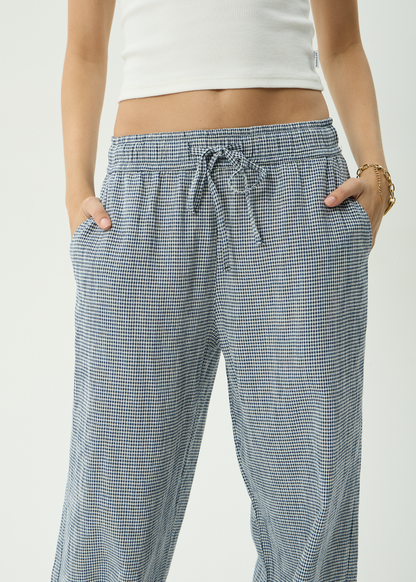 AFENDS Womens Harriet - Wide Leg Pant - Indy Navy Check