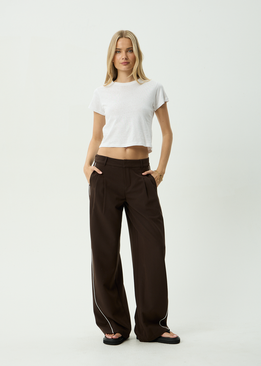 AFENDS Womens Dita - Low Rise Trouser - Coffee