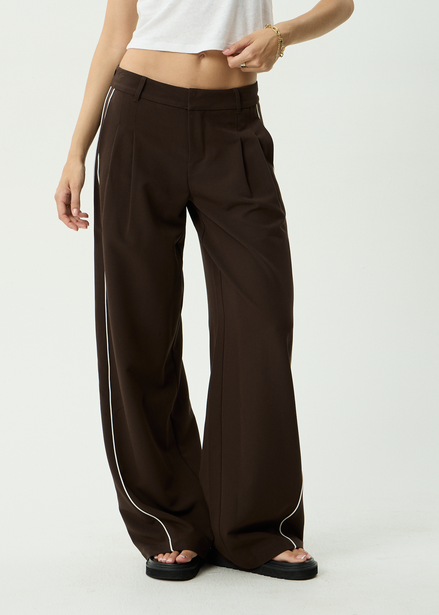 AFENDS Womens Dita - Low Rise Trouser - Coffee