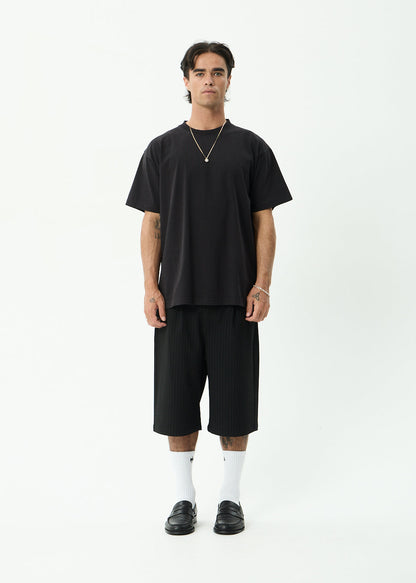 AFENDS Mens Genesis - Heavyweight Boxy Tee - Stone Black