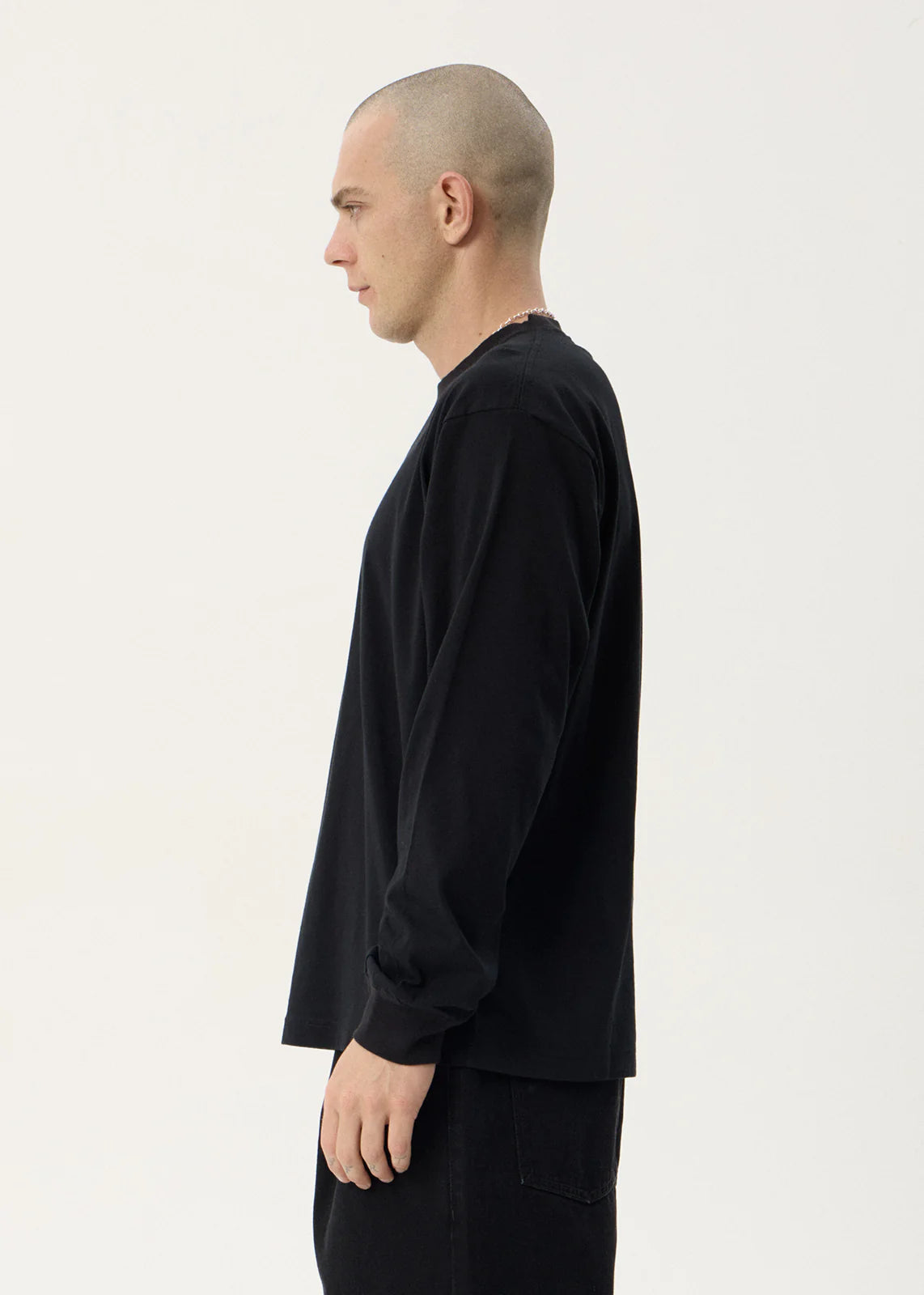 AFENDS Mens Genesis - Boxy Long Sleeve Tee - Black