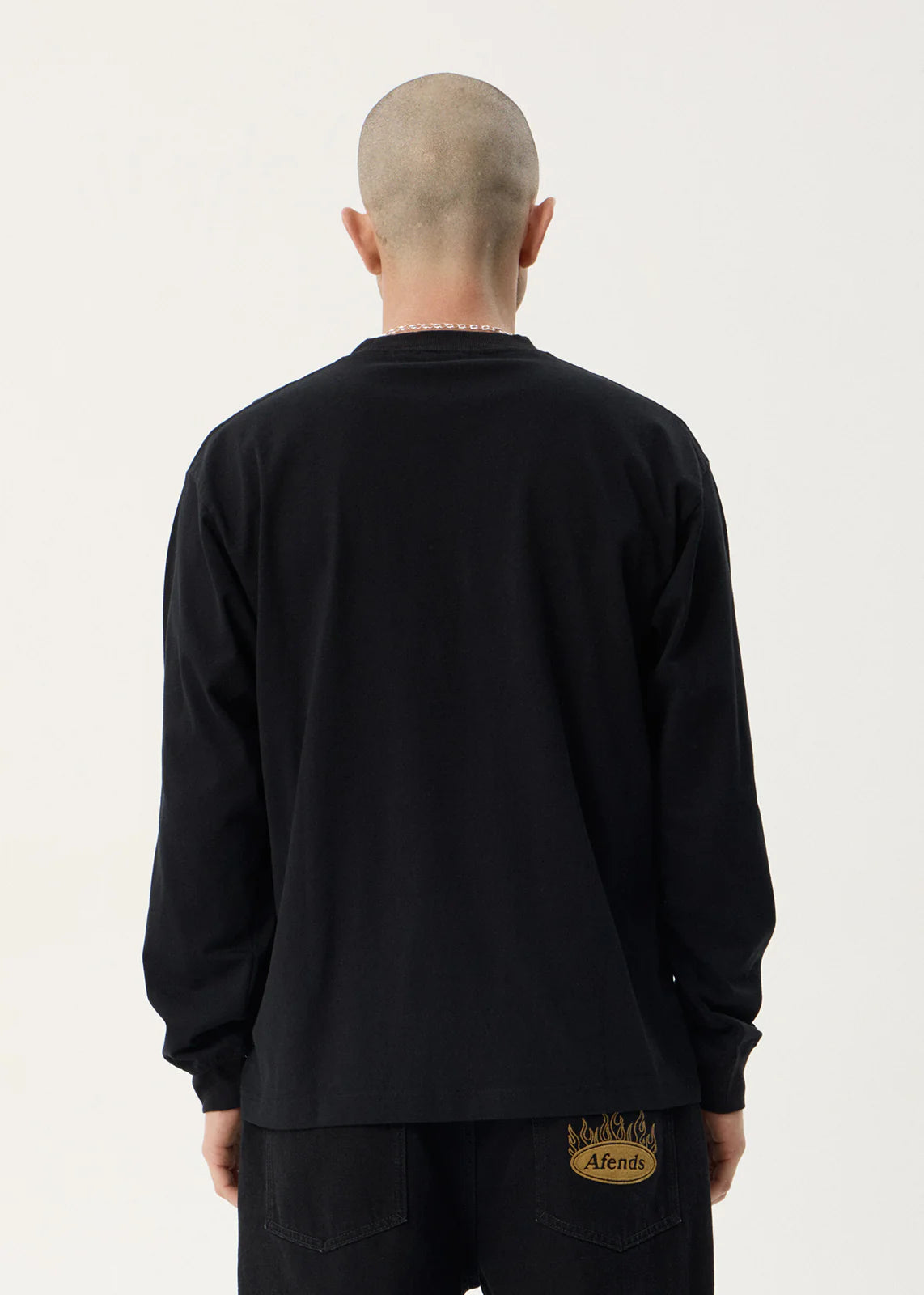 AFENDS Mens Genesis - Boxy Long Sleeve Tee - Black