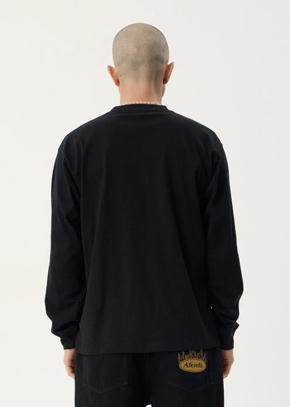 AFENDS Mens Genesis - Boxy Long Sleeve Tee - Black