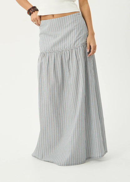 AFENDS Womens Nadia - Maxi Skirt - Coffee / Blue Stripe
