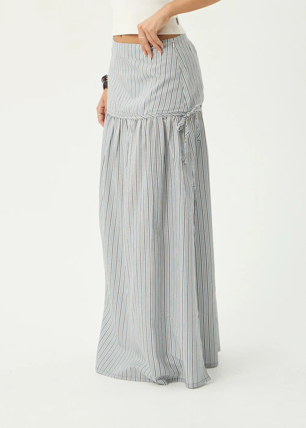 AFENDS Womens Nadia - Maxi Skirt - Coffee / Blue Stripe
