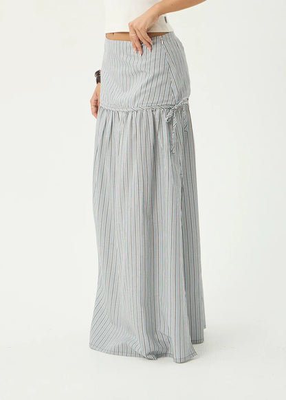 AFENDS Womens Nadia - Maxi Skirt - Coffee / Blue Stripe