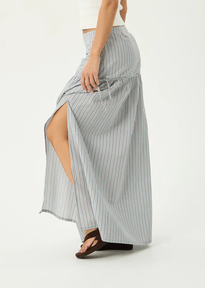 AFENDS Womens Nadia - Maxi Skirt - Coffee / Blue Stripe
