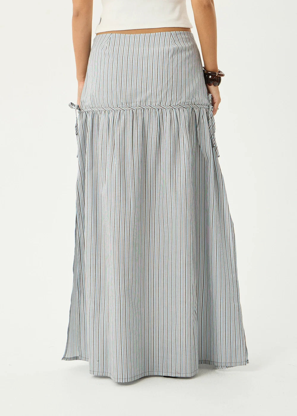 AFENDS Womens Nadia - Maxi Skirt - Coffee / Blue Stripe