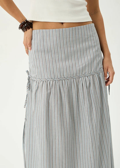 AFENDS Womens Nadia - Maxi Skirt - Coffee / Blue Stripe