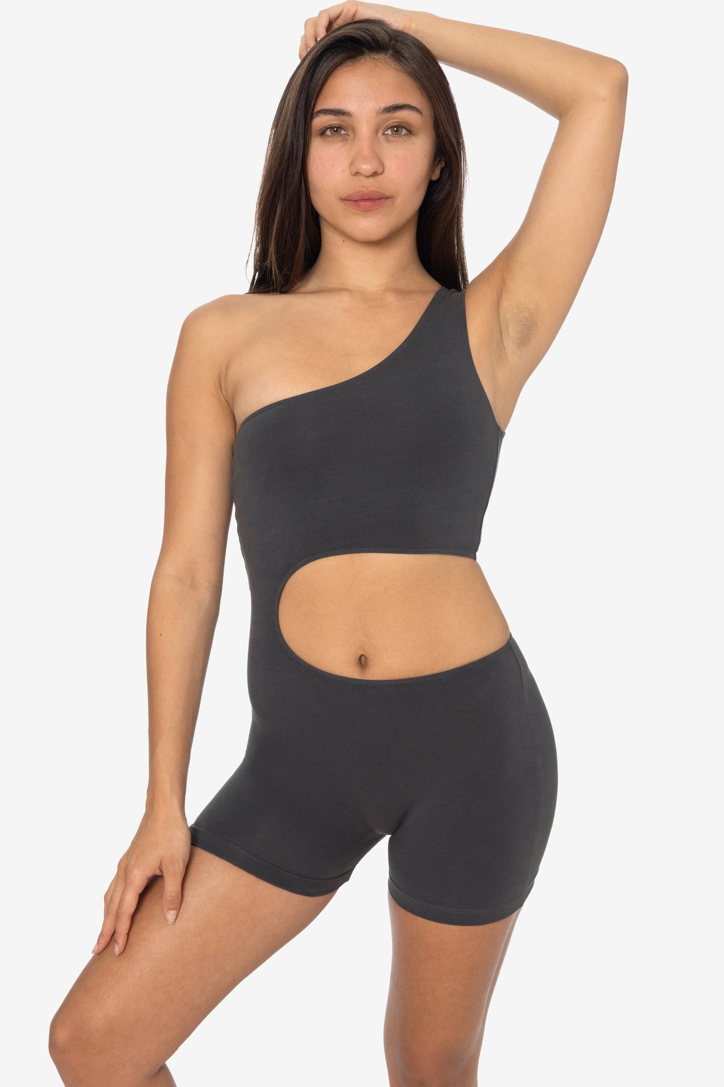 83047GD-SH - Garment Dye Asymmetrical Short Biketard