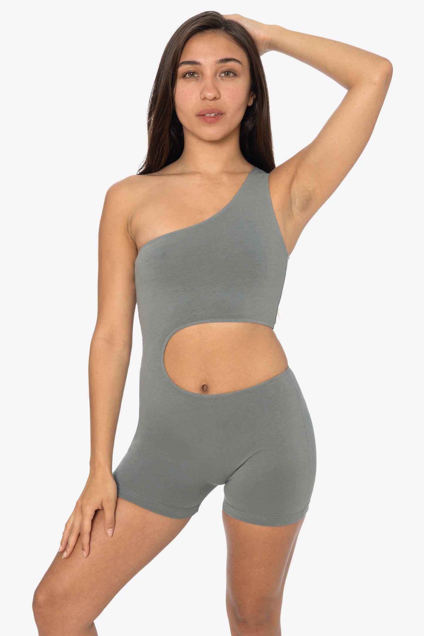 83047GD-SH - Garment Dye Asymmetrical Short Biketard