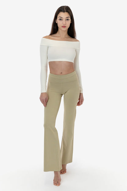 83074GD - Cotton Spandex Long Sleeve Off Shoulder Crop Top