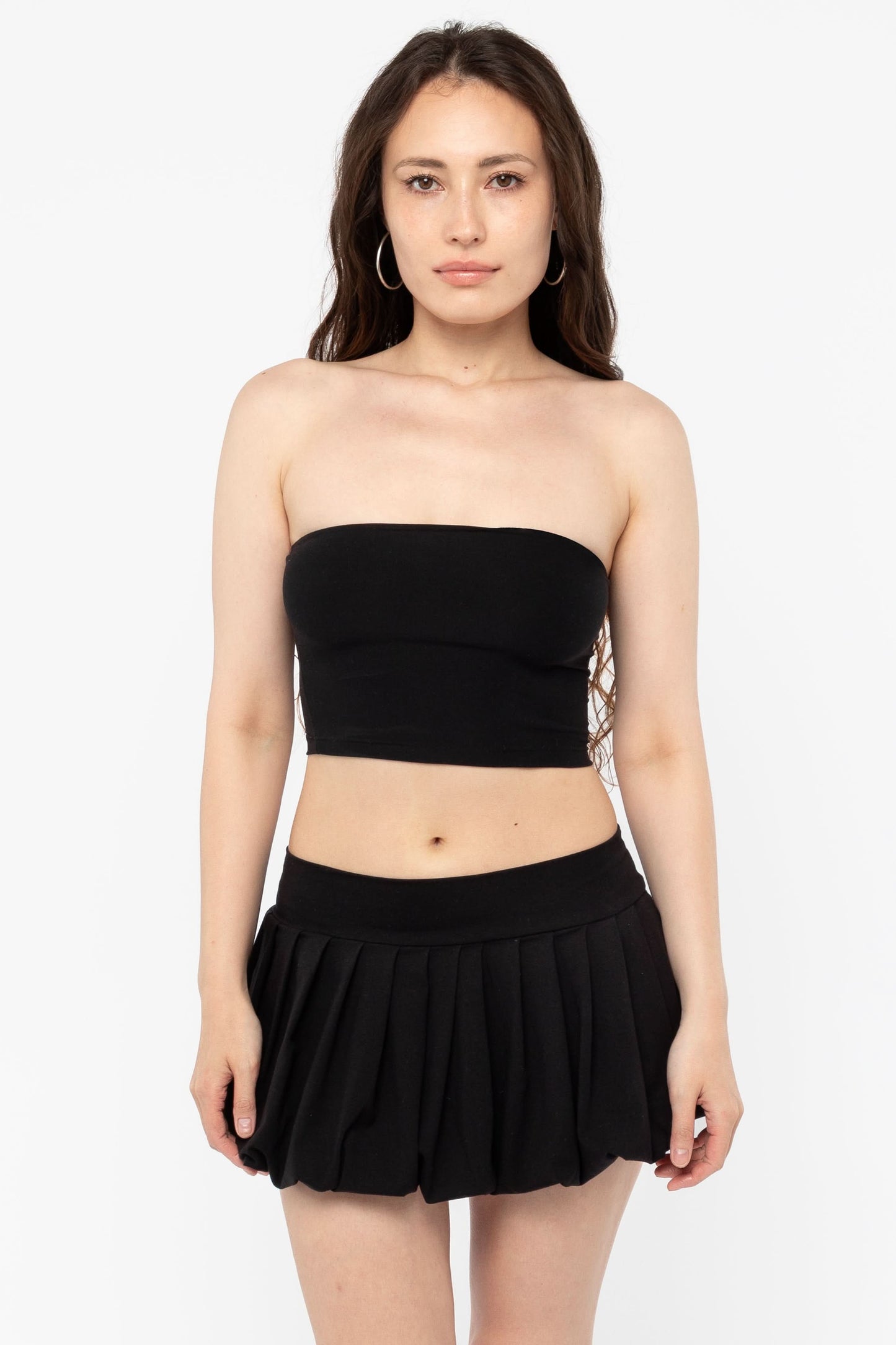 83353-X - Cotton Spandex Pleated Bubble Mini Skirt