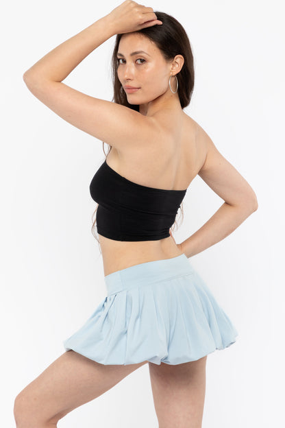 83353-X - Cotton Spandex Pleated Bubble Mini Skirt