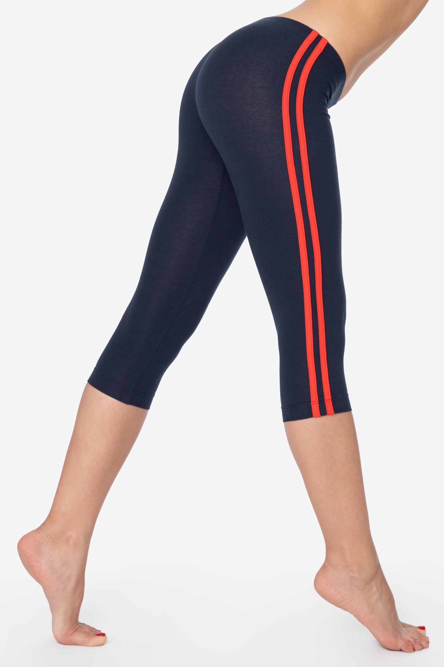 83536 - Cotton Spandex Athletic Stripe Cropped Legging