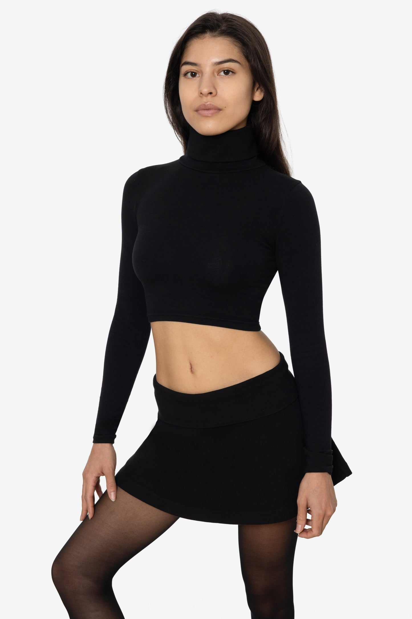 8366GD - Cropped Cotton Spandex Garment Dye Turtleneck