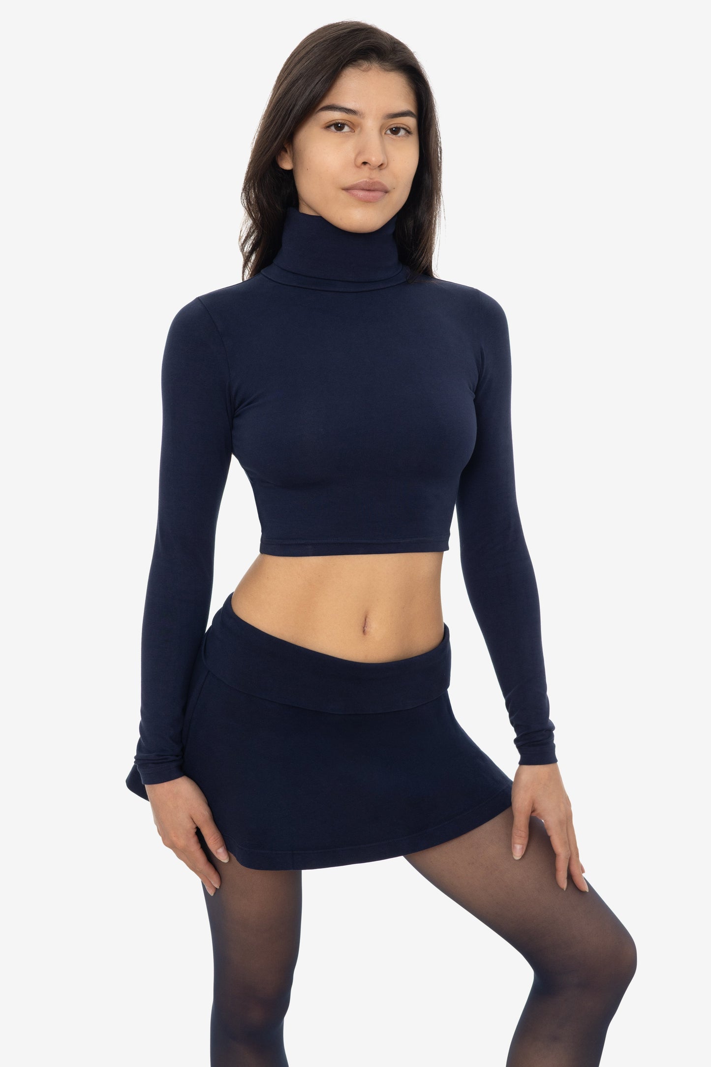 8366GD - Cropped Cotton Spandex Garment Dye Turtleneck