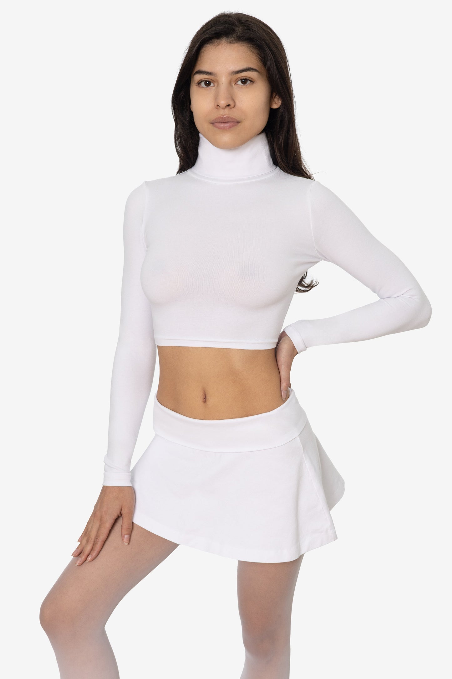 8366GD - Cropped Cotton Spandex Garment Dye Turtleneck