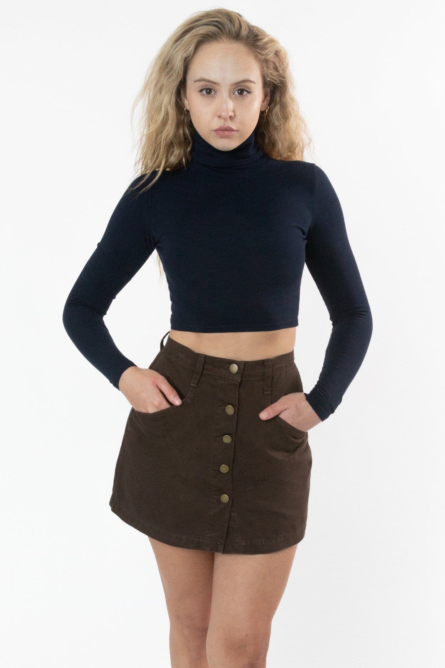 8366GD - Cropped Cotton Spandex Garment Dye Turtleneck