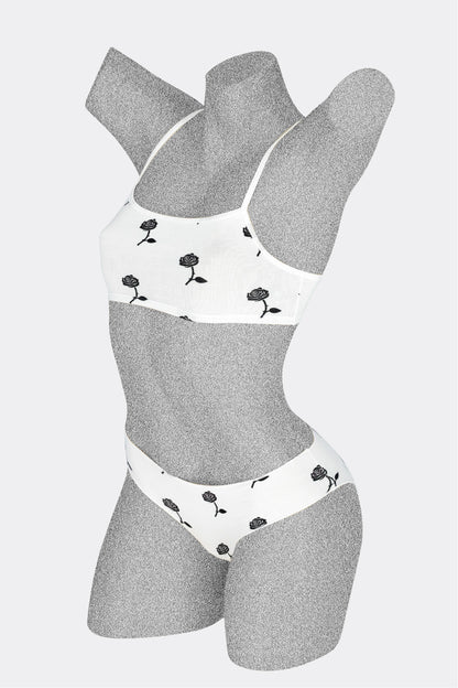 8370P - Printed Spaghetti Crop Top