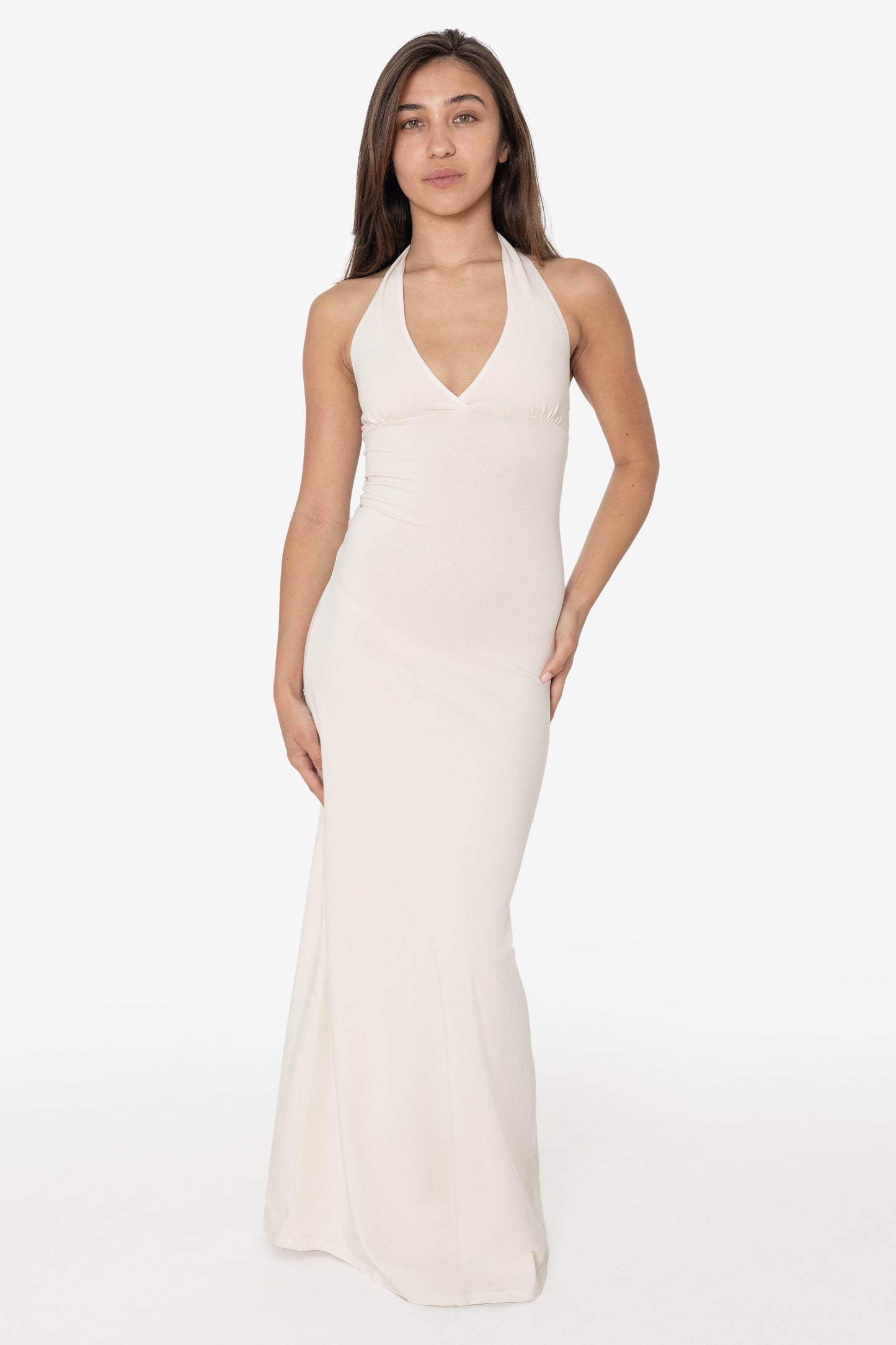 8374 - Cotton Spandex Halter Maxi Dress