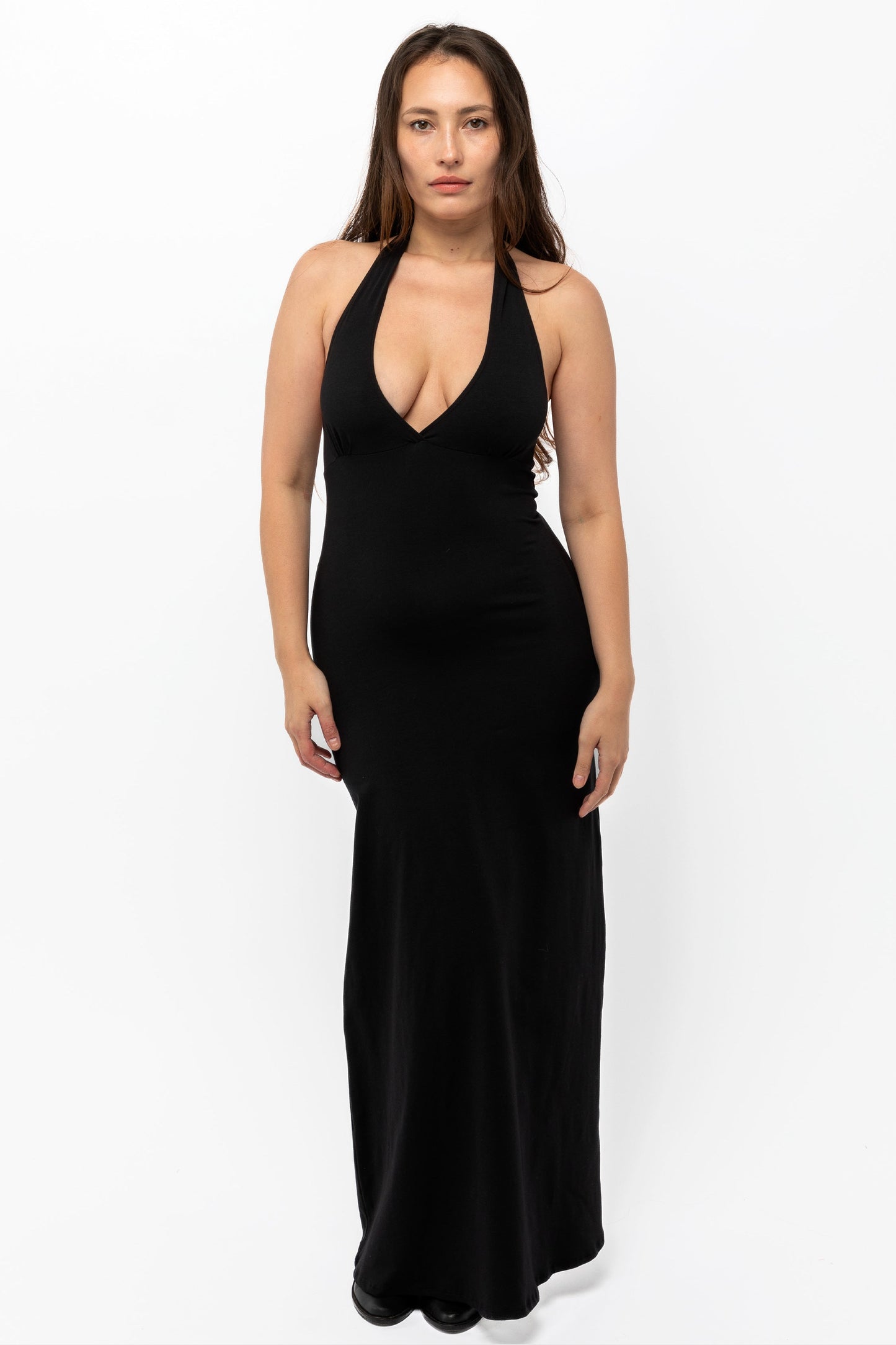 8374 - Cotton Spandex Halter Maxi Dress