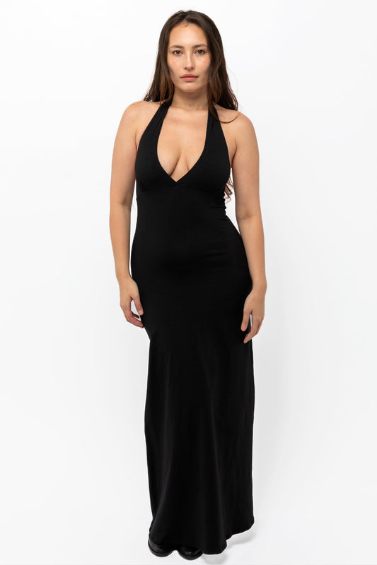 8374 - Cotton Spandex Halter Maxi Dress