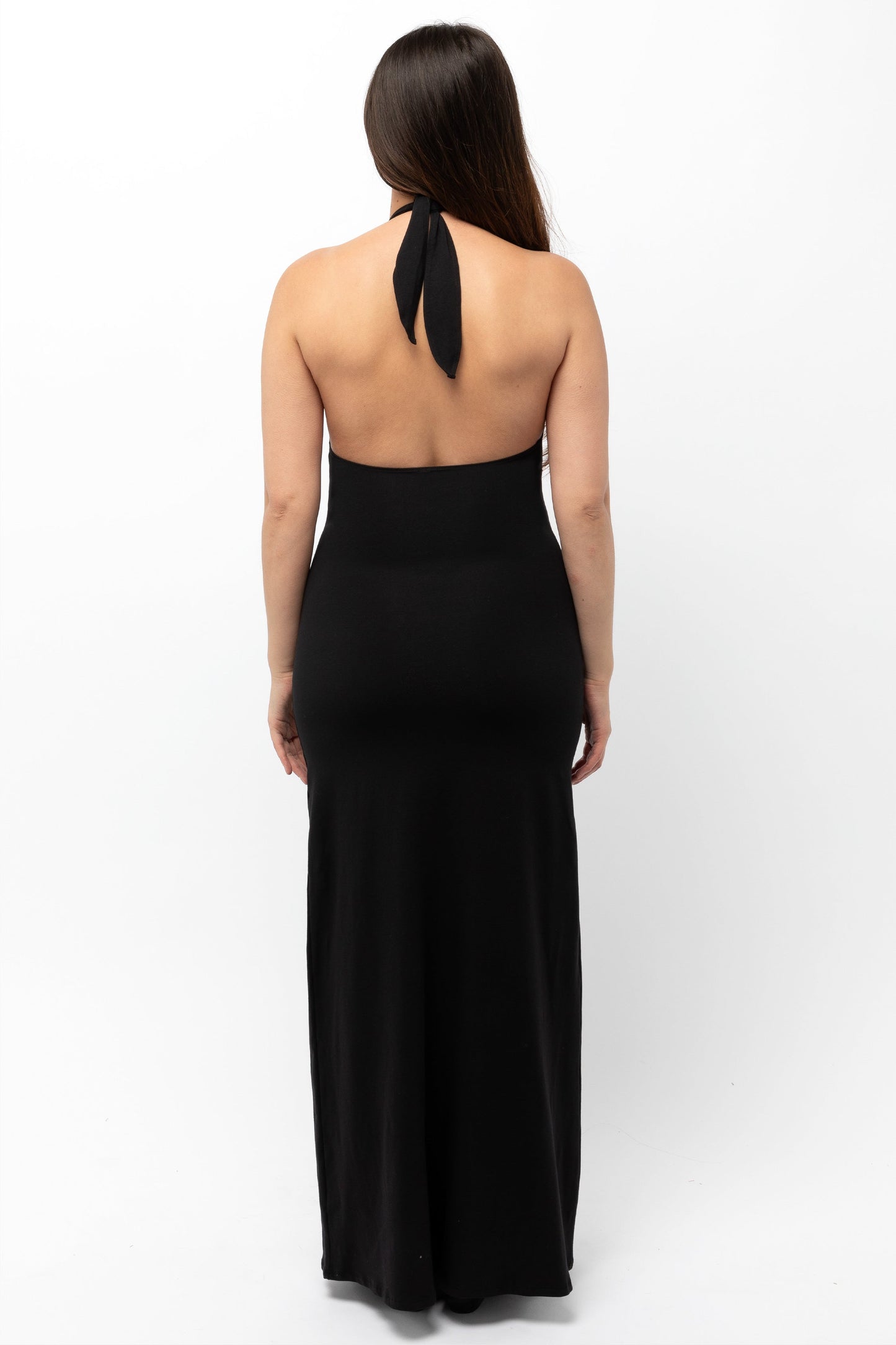 8374 - Cotton Spandex Halter Maxi Dress