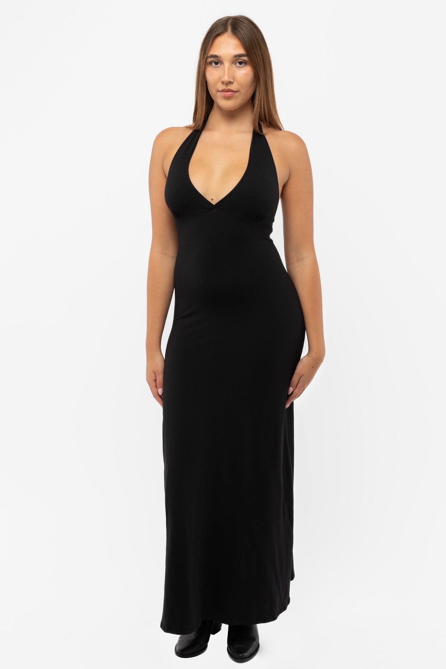 8374 - Cotton Spandex Halter Maxi Dress