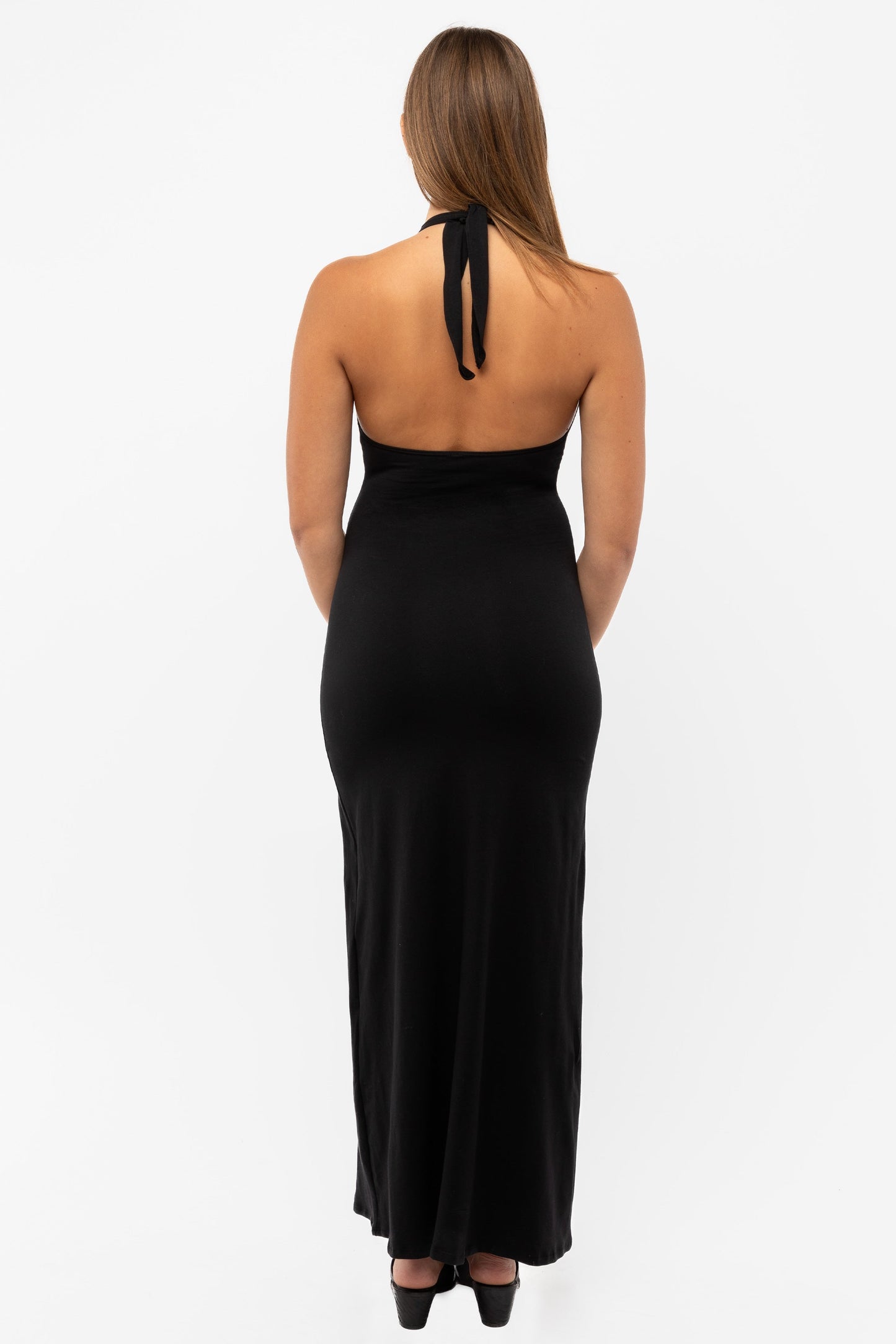 8374 - Cotton Spandex Halter Maxi Dress