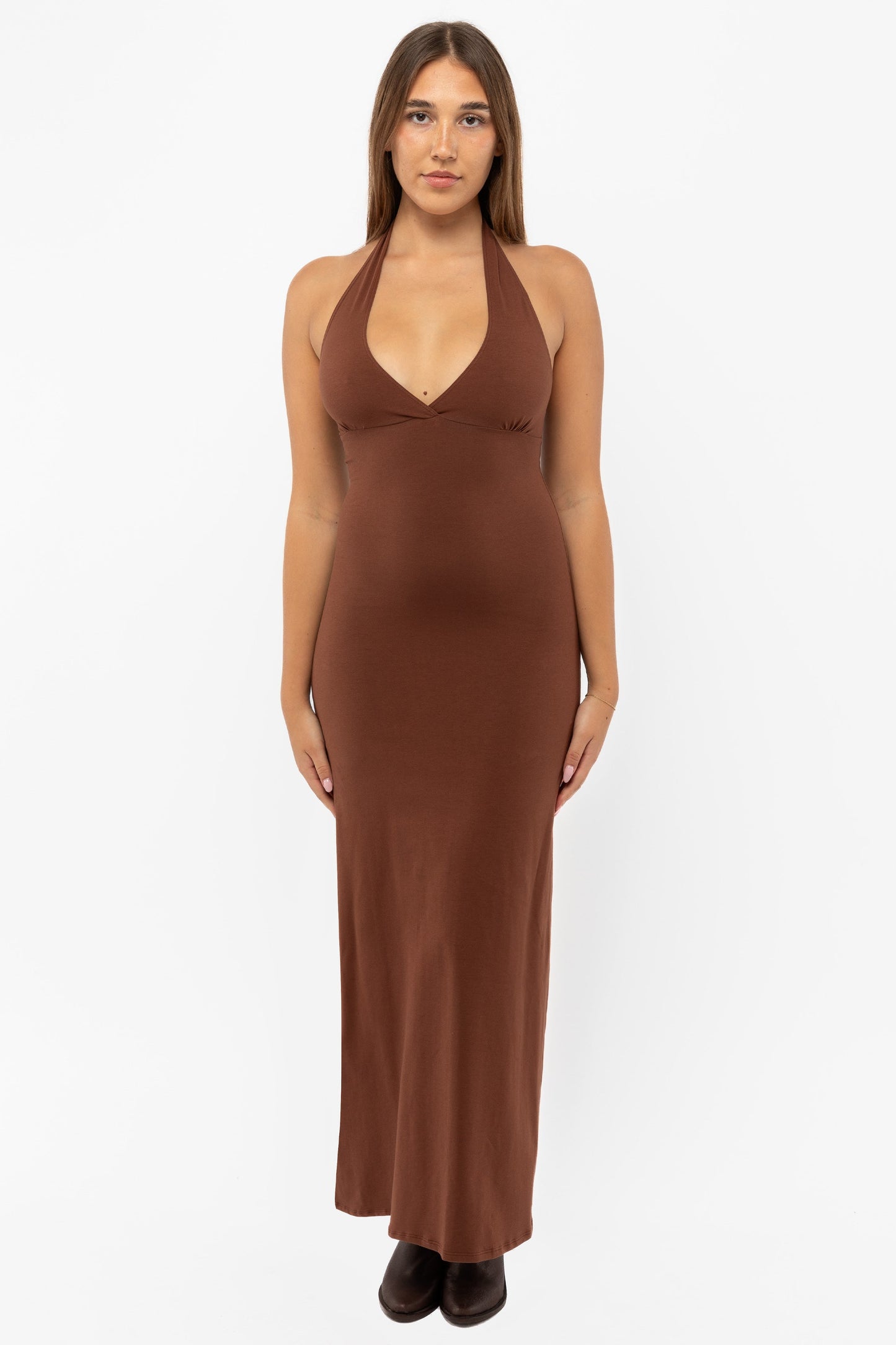 8374 - Cotton Spandex Halter Maxi Dress