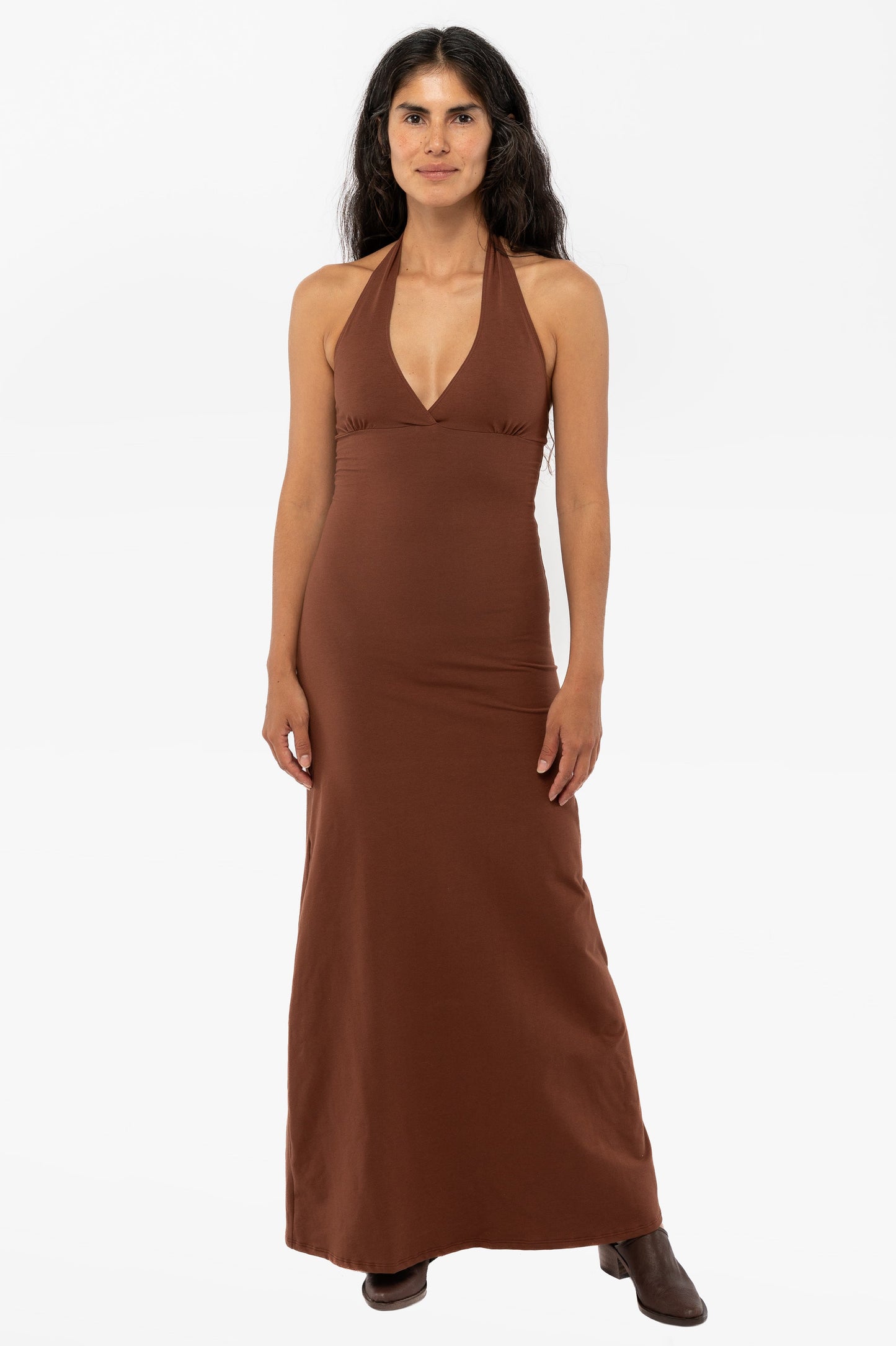 8374 - Cotton Spandex Halter Maxi Dress