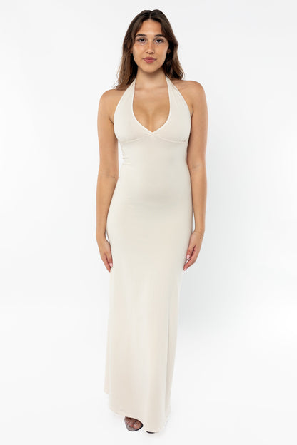 8374 - Cotton Spandex Halter Maxi Dress