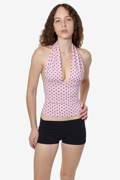 83853P - Cotton Spandex Printed Ruched Halter Top