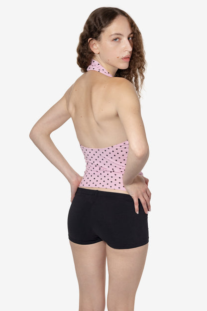 83853P - Cotton Spandex Printed Ruched Halter Top