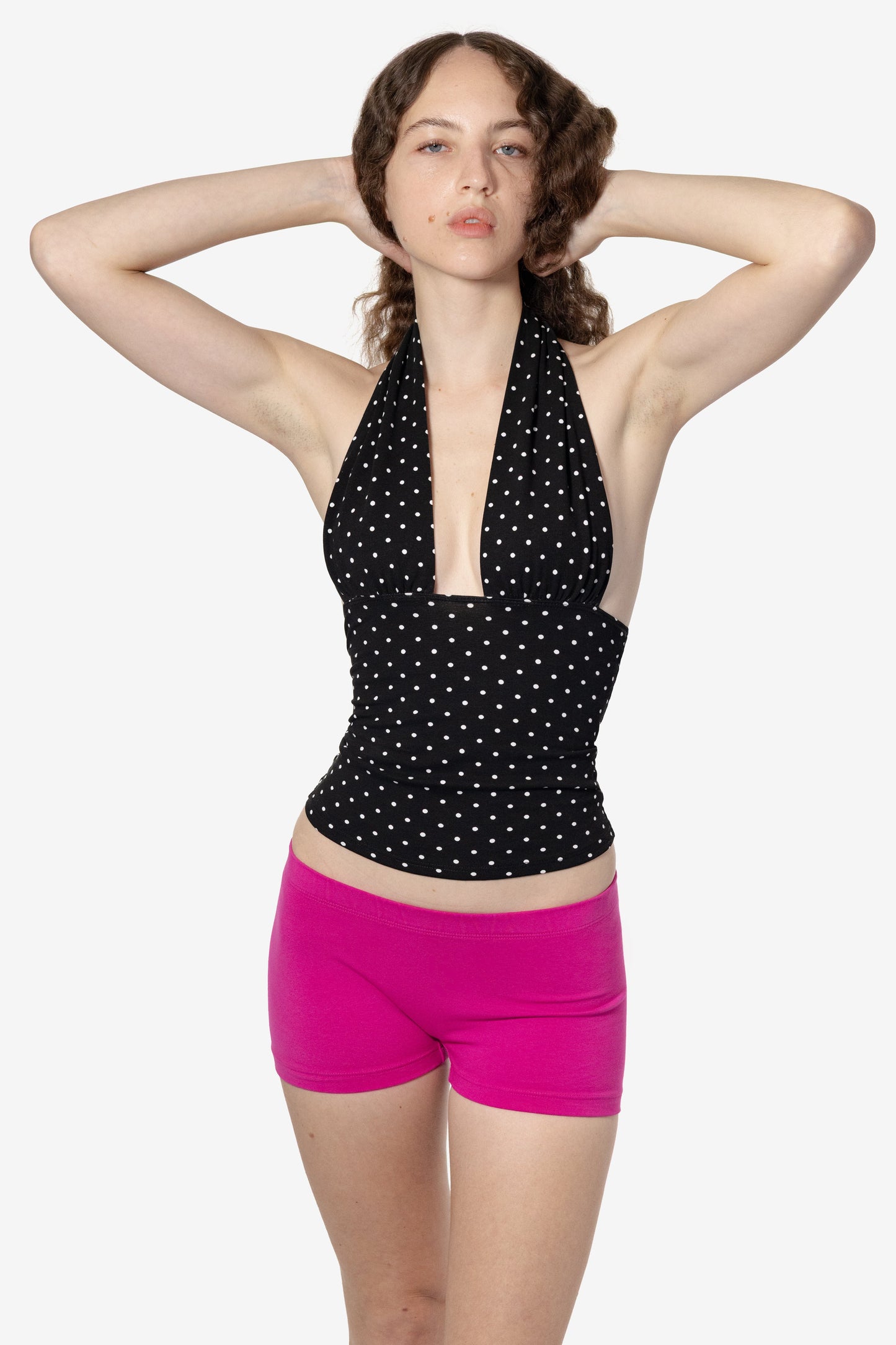 83853P - Cotton Spandex Printed Ruched Halter Top