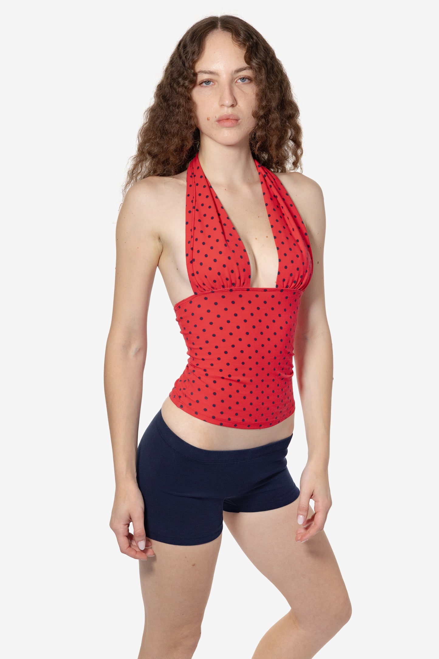 83853P - Cotton Spandex Printed Ruched Halter Top