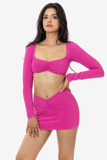 8388GD - Garment Dye Ruched Front Mini Skirt