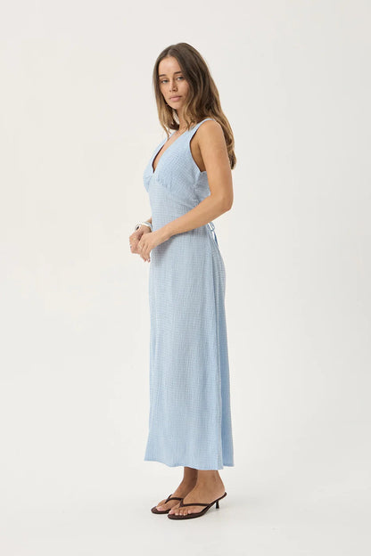 AFENDS Womens Tully - Seersucker Maxi Dress - Blue