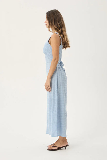 AFENDS Womens Tully - Seersucker Maxi Dress - Blue