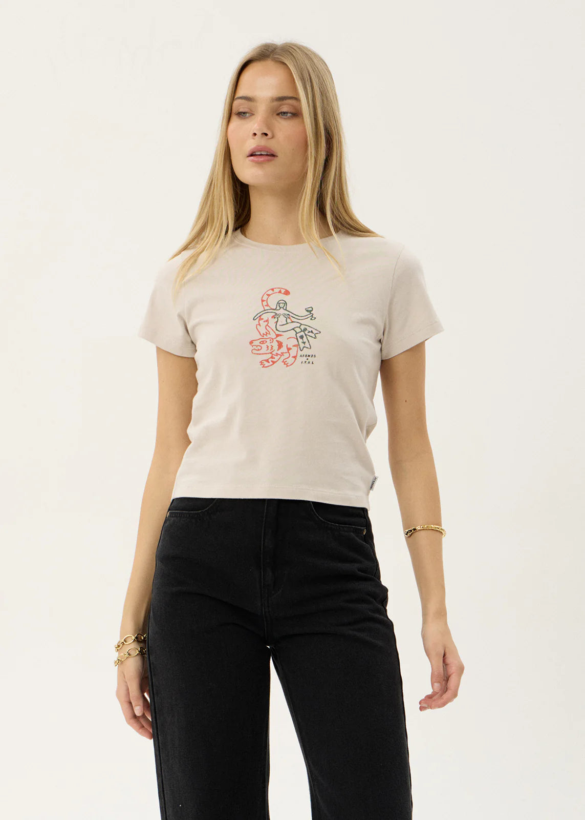 AFENDS Womens Subliminal - Baby Tee - Moonbeam