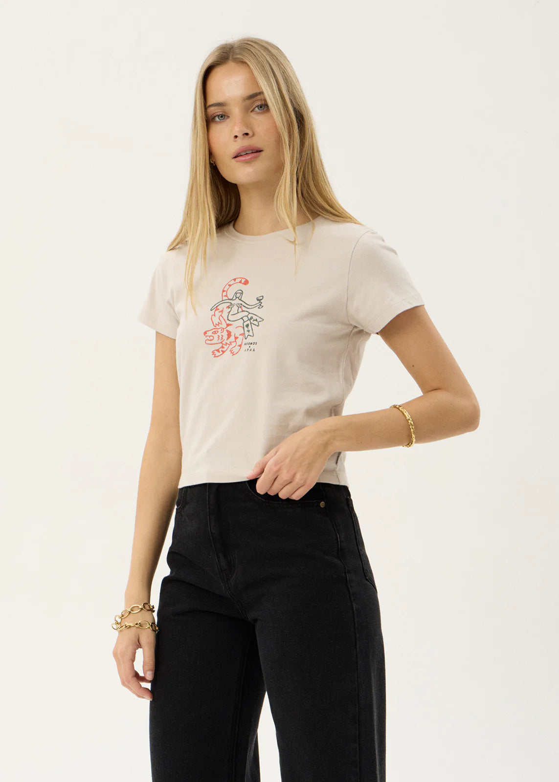 AFENDS Womens Subliminal - Baby Tee - Moonbeam