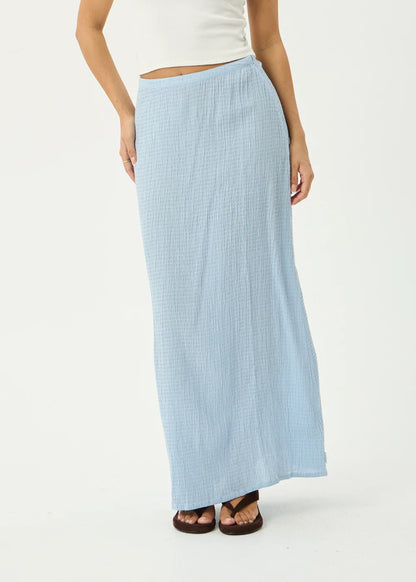 AFENDS Womens Lita - Seersucker Maxi Skirt - Blue