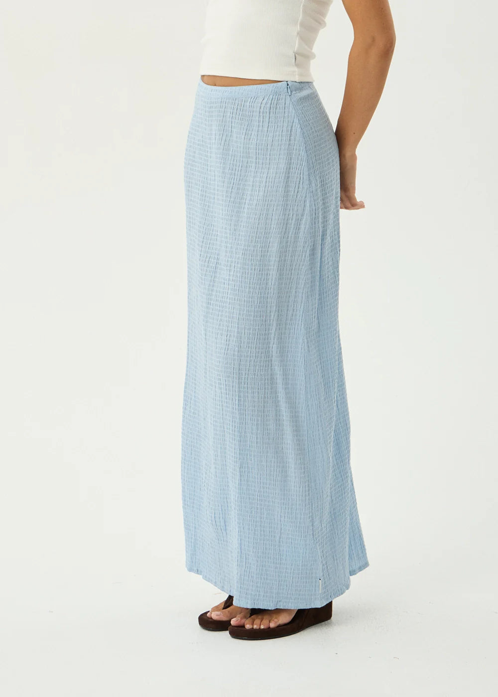 AFENDS Womens Lita - Seersucker Maxi Skirt - Blue