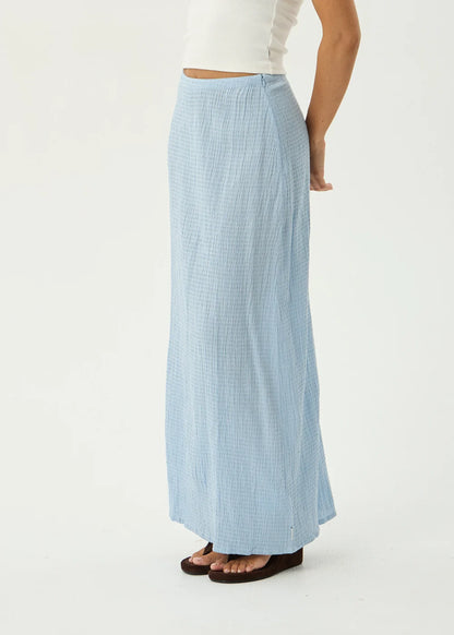 AFENDS Womens Lita - Seersucker Maxi Skirt - Blue