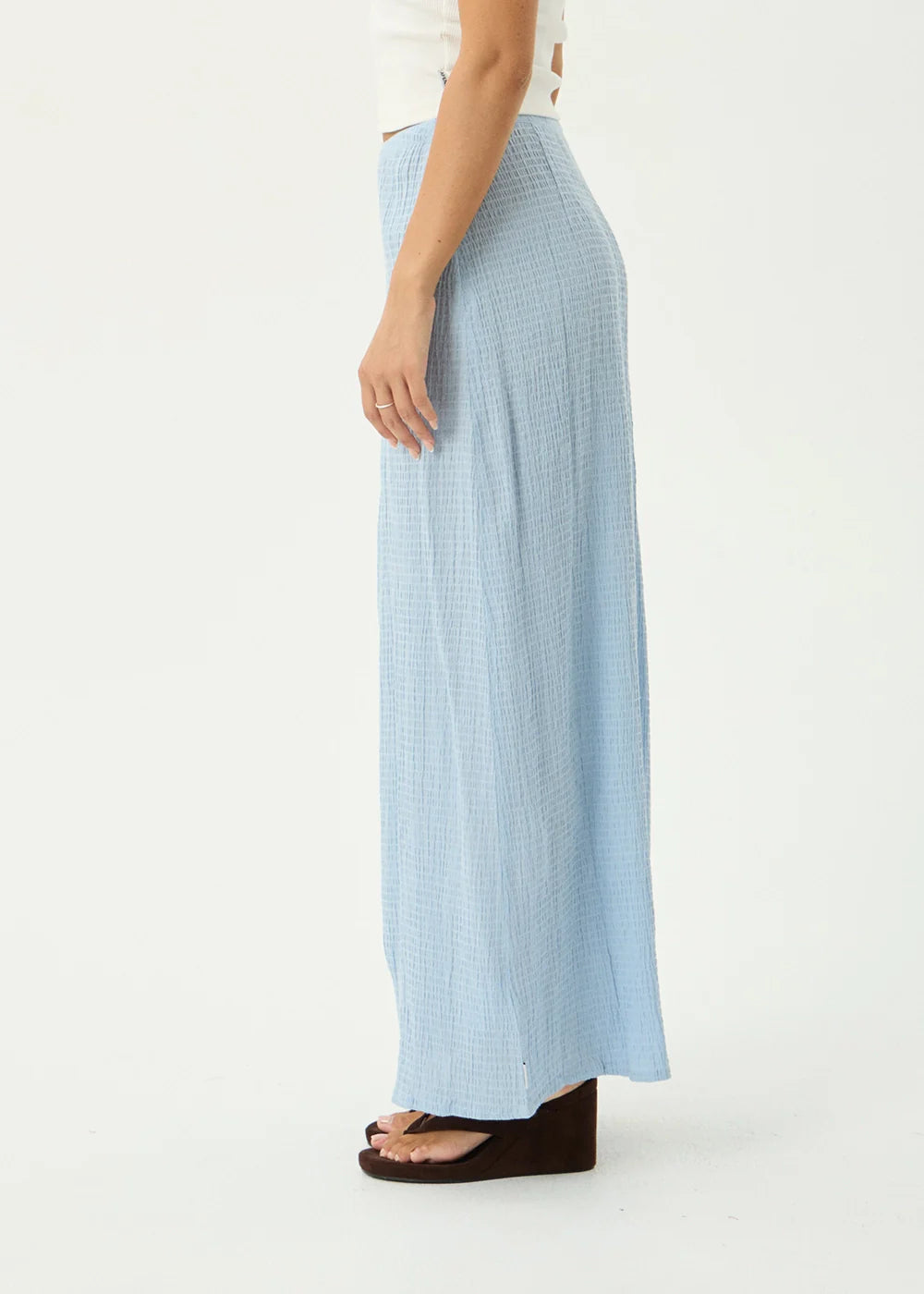 AFENDS Womens Lita - Seersucker Maxi Skirt - Blue