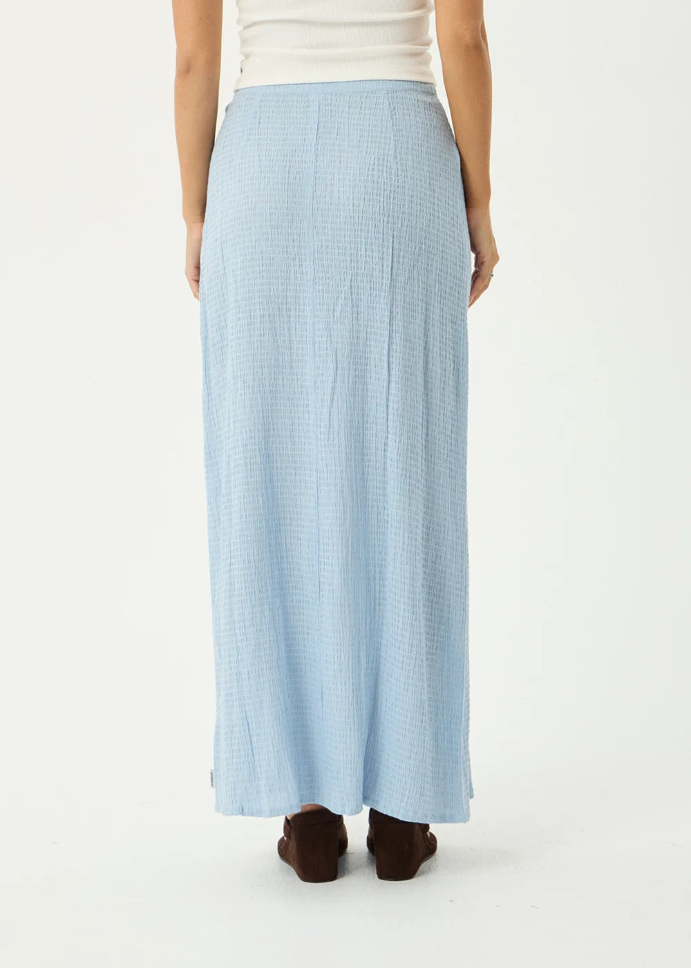 AFENDS Womens Lita - Seersucker Maxi Skirt - Blue